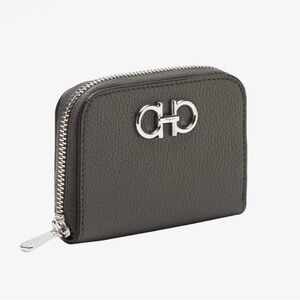 Salvatore Ferragamo Black Leather Wallet with Silver Logo